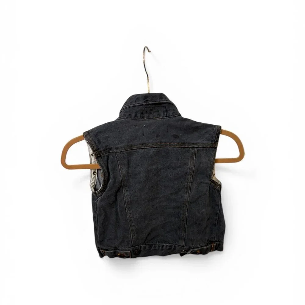 En-bo Black Sleeveless Vest Denim Vintage 100% Cotton Kids 5